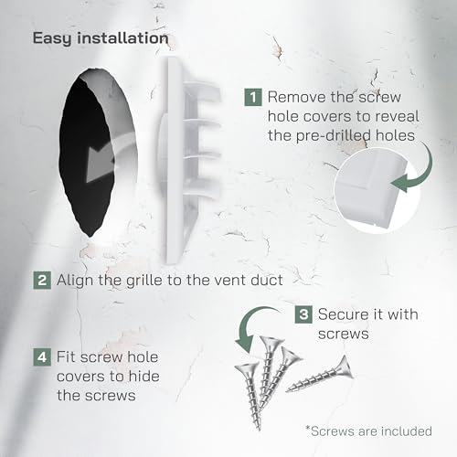 Vent Systems غطاء تهوية 4 بوصة (7.5 بوصة × 7.5 بوصة) - أبيض - غطاء تهوية مجفف - غطاء مجرى هواء مجفف ذو شفرات - غطاء قمة تهوية - شبكة هواء عادم بلاستيكية أحادية الاتجاه - Image 4
