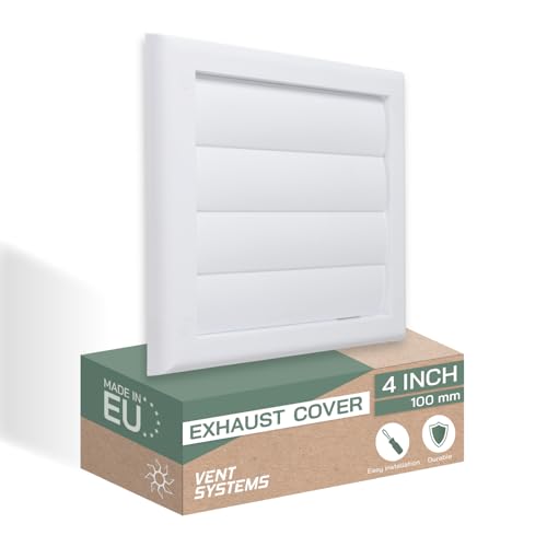 Vent Systems غطاء تهوية 4 بوصة (7.5 بوصة × 7.5 بوصة) - أبيض - غطاء تهوية مجفف - غطاء مجرى هواء مجفف ذو شفرات - غطاء قمة تهوية - شبكة هواء عادم بلاستيكية أحادية الاتجاه - Image 1