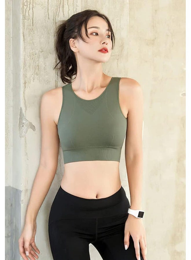 Rubik Sports Bra for Women, Shockproof Quick Dry Padded Seamless Sports Bra for Yoga Gym Training Running Workout Fitness (Dark Green, X-Large) - Image 4