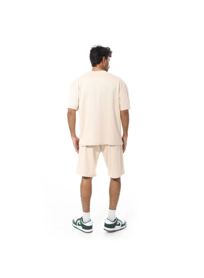 Caesar Men's two-piece set, shorts and a T-shirt, made of biscuit fabric - Image 4