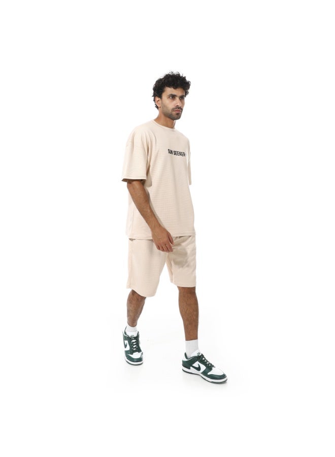 Caesar Men's two-piece set, shorts and a T-shirt, made of biscuit fabric - Image 3