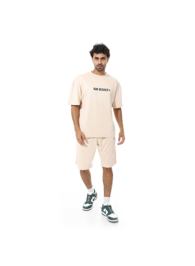 Caesar Men's two-piece set, shorts and a T-shirt, made of biscuit fabric - Image 1