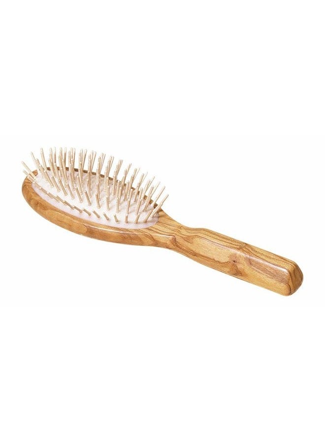 REDECKER Maple Pin Oval Wooden Hairbrush with Waxed Olive Wood Handle, 8-1/2-Inches - Image 1