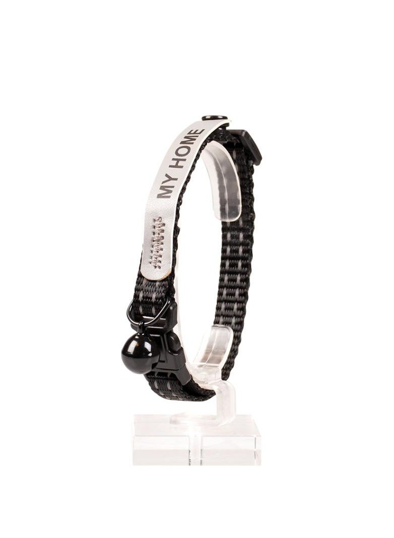 duvo Plus 20-30Cm/10Mm Reflective Uni Address Black Cat Collar With Bell And Address Compartment 2PC - Image 2