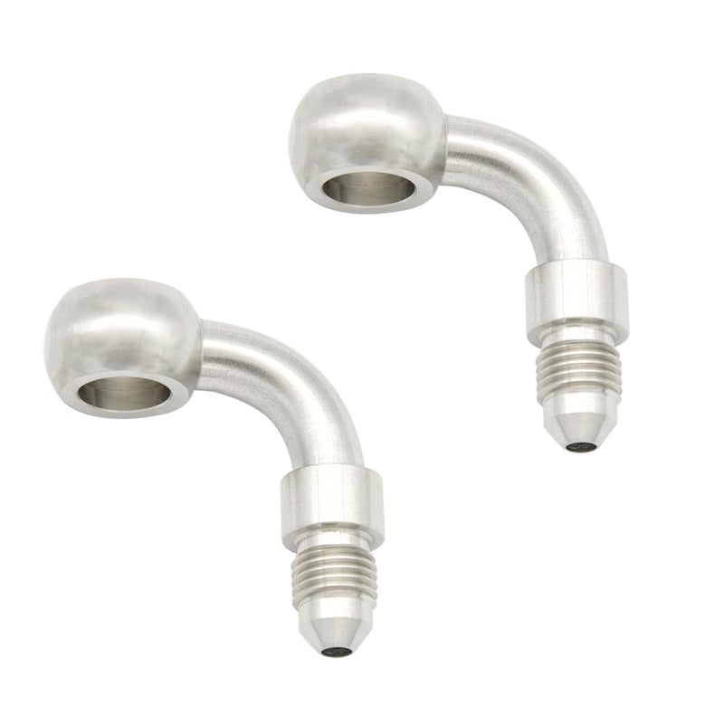KRD PERFORMANCE Stainless Steel 90 Degree 102mm M10 Banjo Eye Hole Diameter to 3AN Male Brake Clutch Fitting for AN3 PTFE Brake Hose Line 2 PCS - Image 2