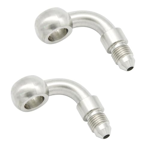 KRD PERFORMANCE Stainless Steel 90 Degree 102mm M10 Banjo Eye Hole Diameter to 3AN Male Brake Clutch Fitting for AN3 PTFE Brake Hose Line 2 PCS - Image 3