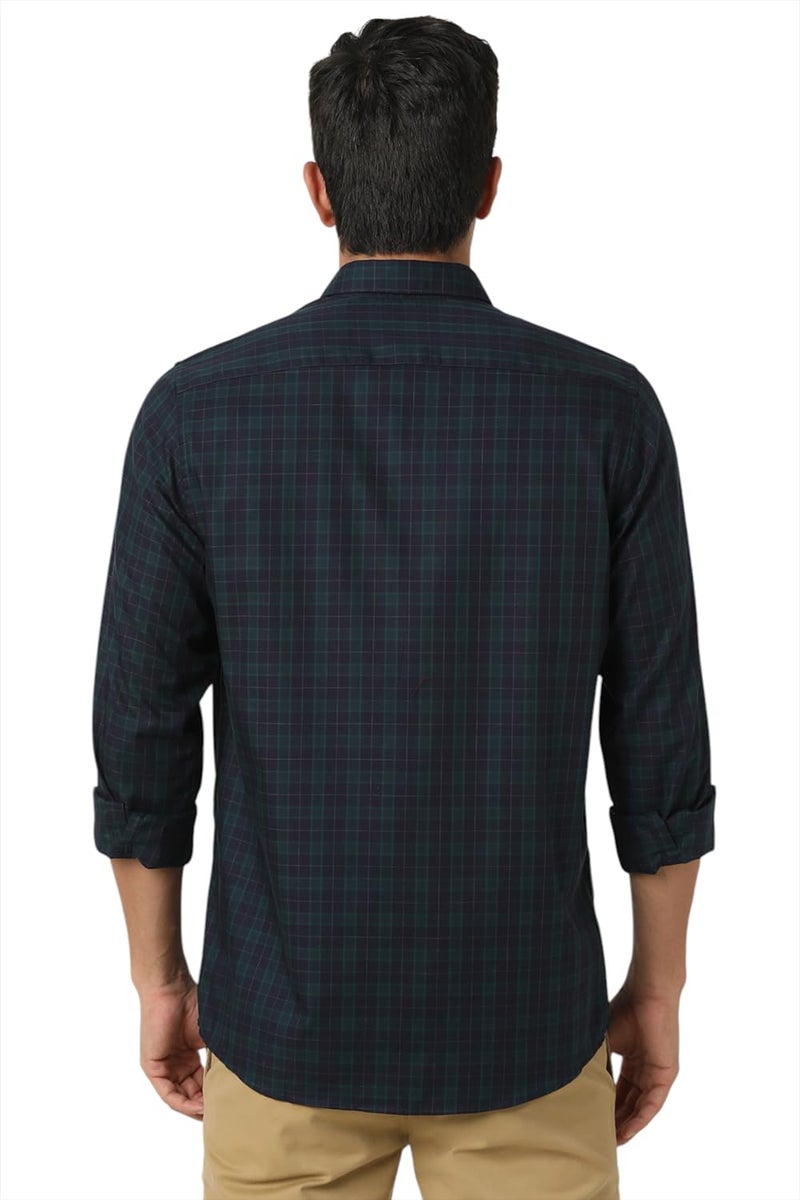 Peter England Men Cotton Slim Fit Shirt (PCSFTSLPK94446_Navy, 39 - Image 3