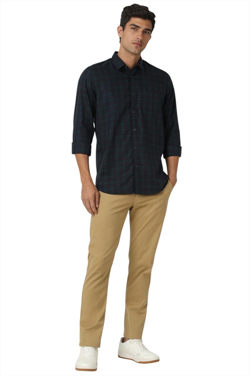 Peter England Men Cotton Slim Fit Shirt (PCSFTSLPK94446_Navy, 39 - Image 5