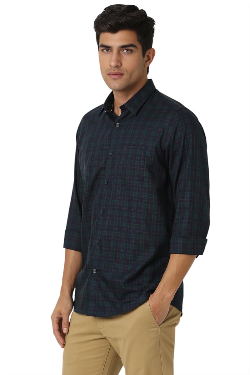 Peter England Men Cotton Slim Fit Shirt (PCSFTSLPK94446_Navy, 39 - Image 2