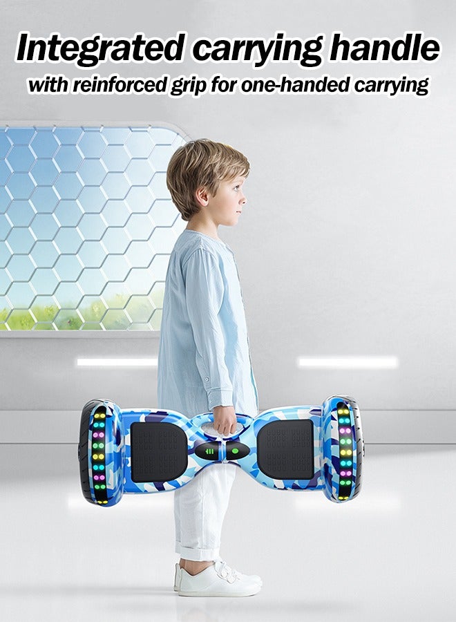 10-inch Upgraded Electric Balance Scooter with Built-In Bluetooth Speaker and LED Light Strip, Maximum Load-Bearing Capacity 120kg, Large-Size Balance Scooter for Adults(Fire&Ice)