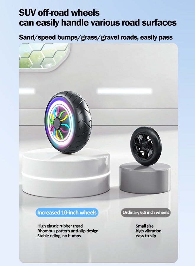10-inch Upgraded Electric Balance Scooter with Built-In Bluetooth Speaker and LED Light Strip, Maximum Load-Bearing Capacity 120kg, Large-Size Balance Scooter for Adults(Fire&Ice)
