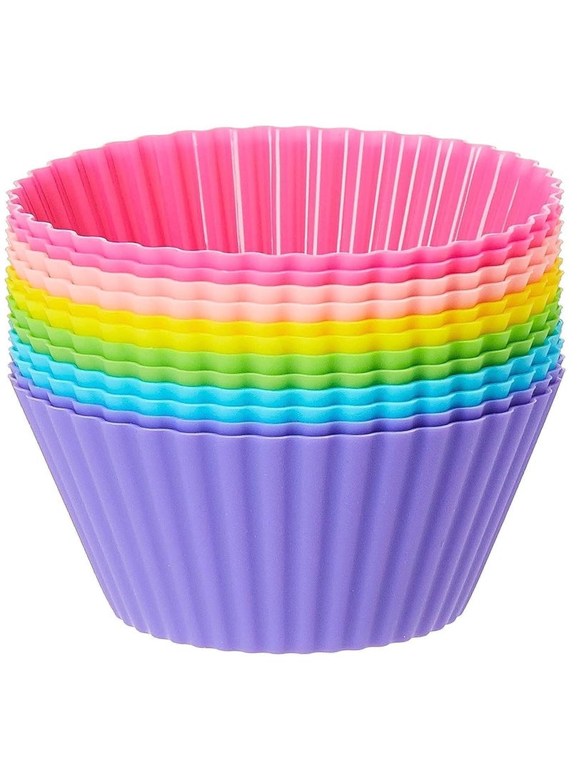 Home Care Silicone Cupcake Liners 12Pcs, Baking Cups Non-Stick Cake Muffin Chocolate Cupcake Liner Baking Cup Mold, Multicolor  - Image 1