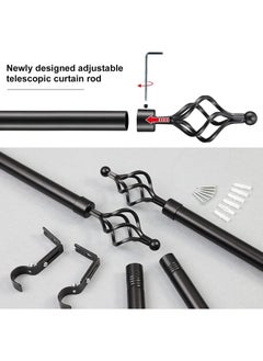 AL WADI FURNITURE Roman Pole Style Heavy Duty Luxury Extendable Curtain Rod, Metal Single Rod Finials Decorative End Window Treatment Rod Drapery Rod (BLACK, 200 – 400 cm)  - Image 5