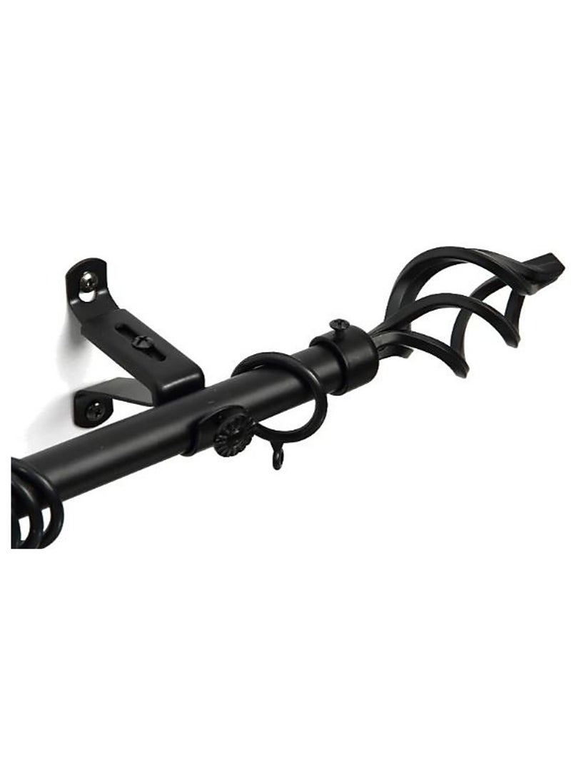 AL WADI FURNITURE Roman Pole Style Heavy Duty Luxury Extendable Curtain Rod, Metal Single Rod Finials Decorative End Window Treatment Rod Drapery Rod (BLACK, 200 – 400 cm)  - Image 3