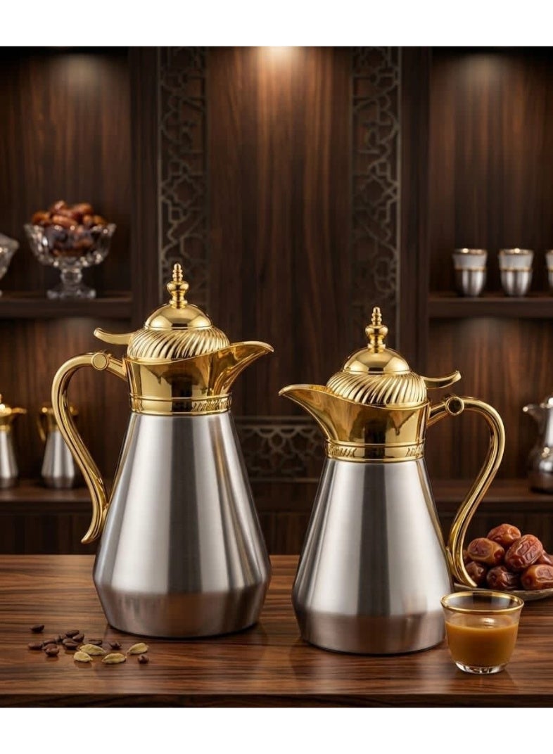 طقم ترامس قهوة وشاي فاخر – ترمس 1 لتر + ترمس 600 مل - Image 2