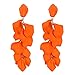 Rbenxia 1 Pair of Orange Long Acrylic Rose Petal Dangle Earrings Rose Flower Earrings Drop Statement Layered Floral Petal Earrings for Women - Image 3