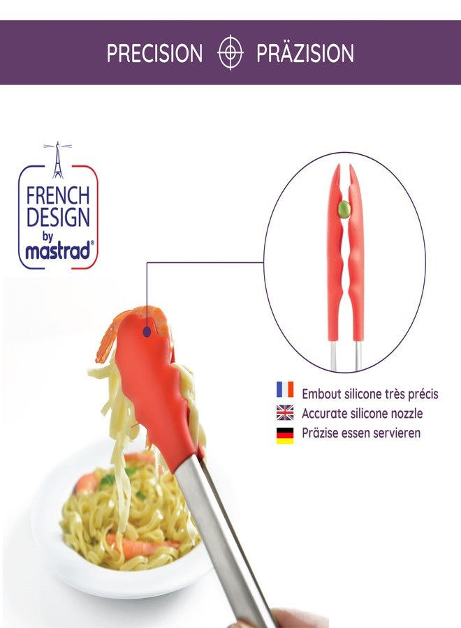 Mastrad Kitchen Tongs - Multi-Use - Serving Tongs - One-Handed Opening Mechanism - Stainless Steel Handle - Silicone Ends - Won't Scratch Pans - Grey - 12'' (A17614) - Image 4