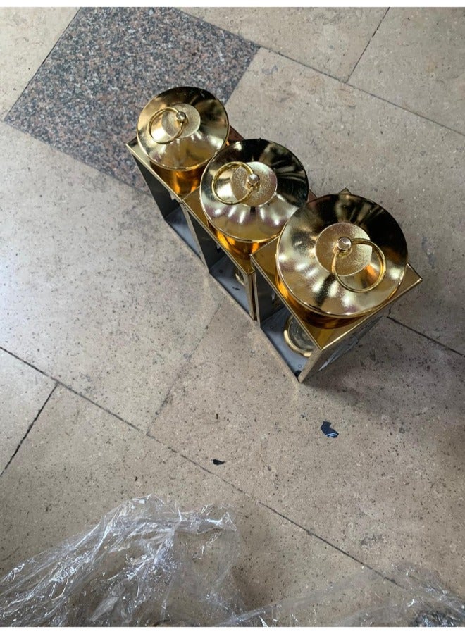 "An elegant set of golden lanterns in three different sizes – a perfect decorative addition to your home during Ramadan and special occasions. Luxurious design without a candle for a uniqu  - Image 3