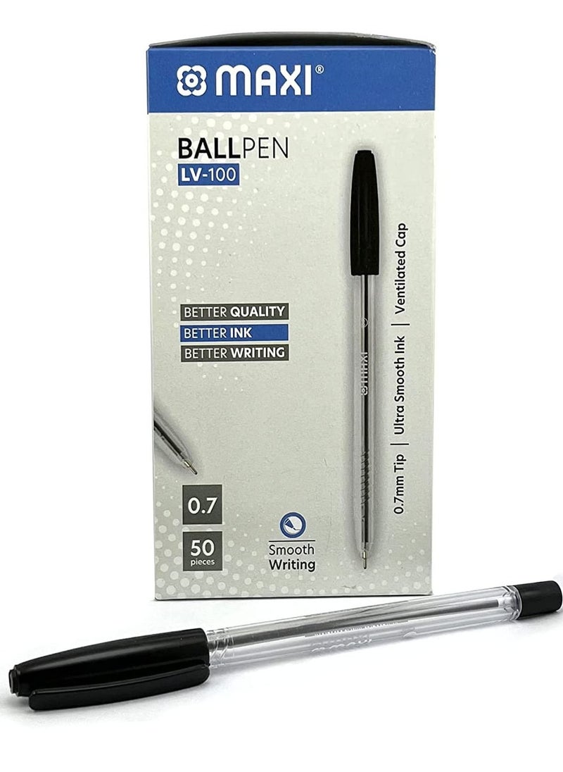 Maxi 50-Piece Ball Pen 0.7mm Tip Black Ink  - Image 1