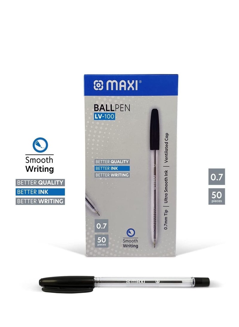 Maxi 50-Piece Ball Pen 0.7mm Tip Black Ink  - Image 3