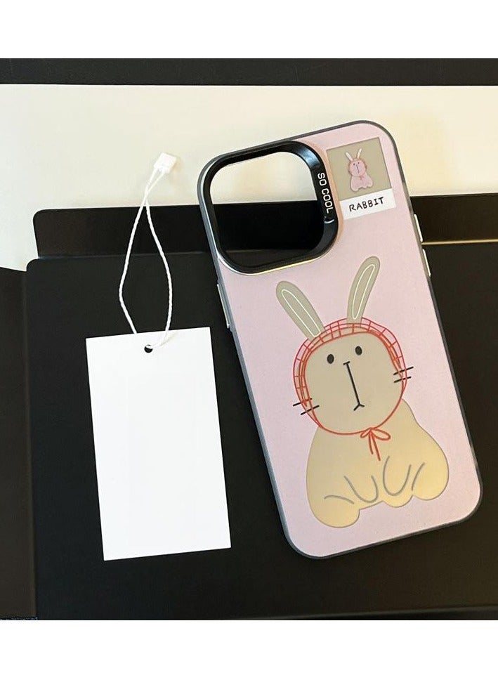 NIBEMINENT Cool Animals Protective TPU Case Cover For iPhone 15 Pro, Hollow Red Net Hat Rabbit