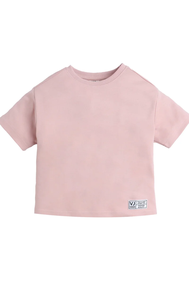 victor and jane "Boys Cotton Interlock Tee &amp; Shorts Set – Peach "