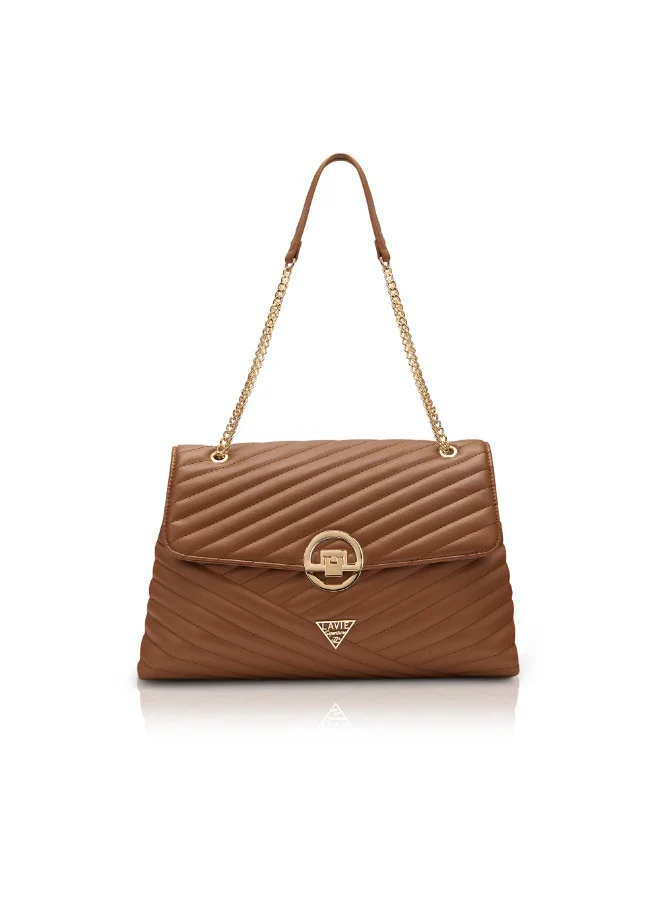 Signature Denver Woman's Quilted Large Flap  Satchel(TAN)