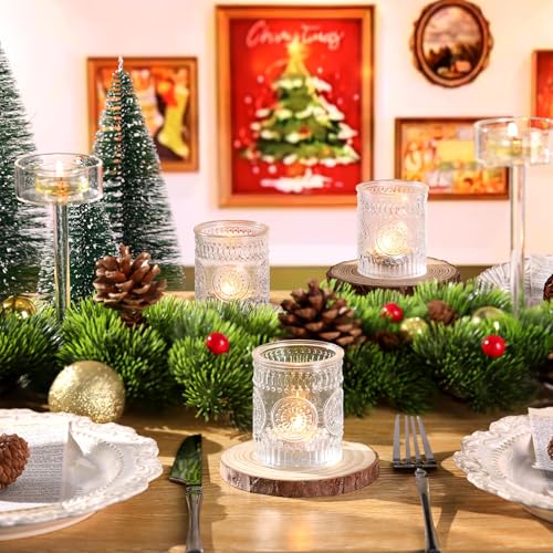 Lanttu 12PCS Glass Votive Candle Holder for Wedding Table Centerpiece, Clear Tea Lights Candle Holders for Dinner Birthday Party Decor - Image 3