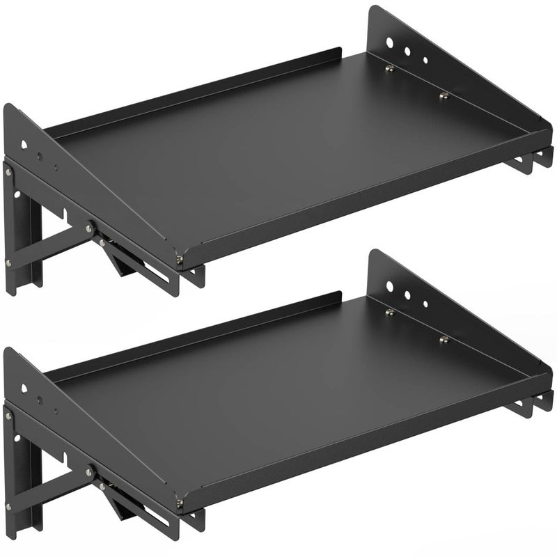 ULIBERMAGNET Garage Folding Storage Rack Shelves200LB Metal Wall Mounted Adjustable Rail Shelf for GaragePower ToolsToolboxStorage Shelves with Lip for Workshop Kitchen Office 2 Pack - Image 2