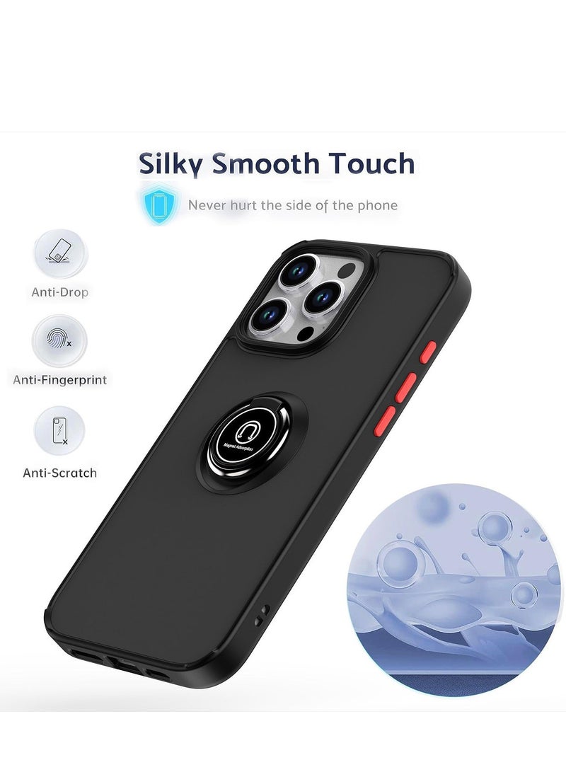 Black Shockproof iPhone 16 Case with Metal Ring Holder & Kickstand - Image 4