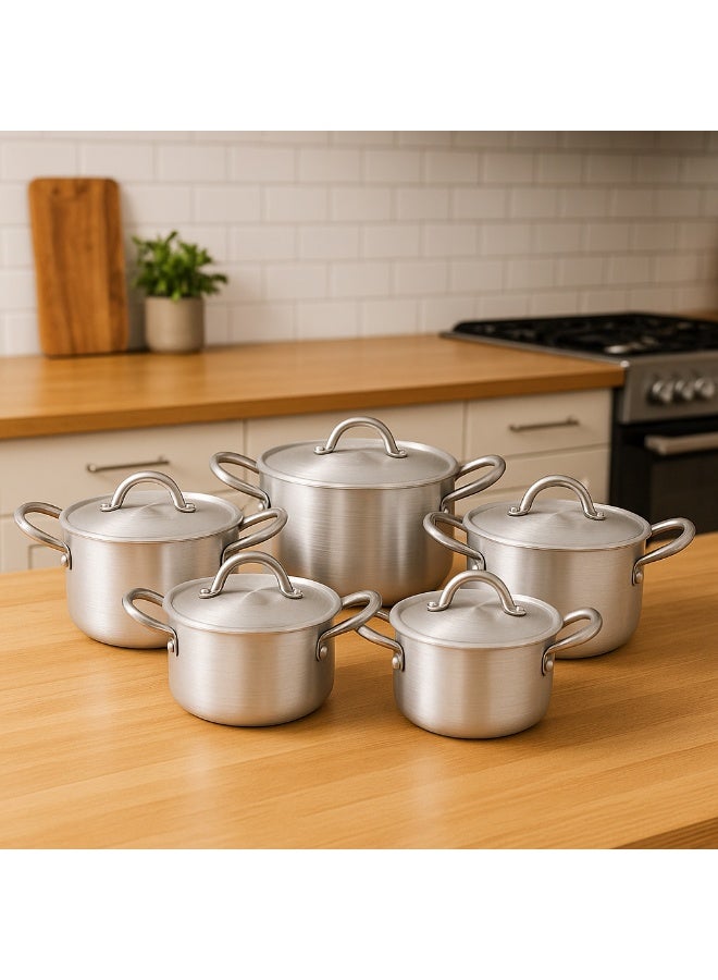 Original Pakistani Aluminum Cookware Set, 5 Pieces with Lids – Durable Cooking Pots in Various Sizes (2.1L to 7.3L), Perfect for Cooking, Boiling, and Frying - Image 3