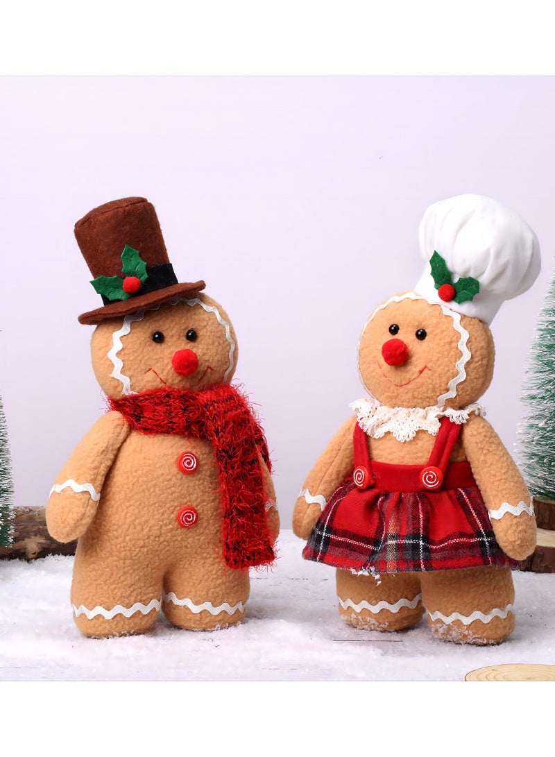 NIBEMINENT 2-Piece Jolly Ginger Holiday Plush Stuffed Animal Gingerbread Man , Wool dwarf doll - Image 1
