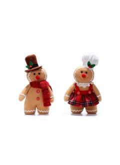 NIBEMINENT 2-Piece Jolly Ginger Holiday Plush Stuffed Animal Gingerbread Man , Wool dwarf doll  - Image 5