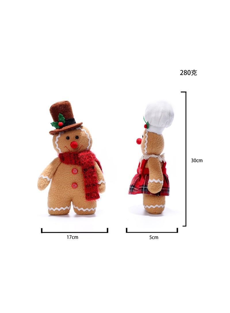 NIBEMINENT 2-Piece Jolly Ginger Holiday Plush Stuffed Animal Gingerbread Man , Wool dwarf doll - Image 4