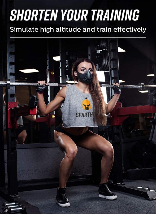 Sparthos Workout Mask High Altitude Mask - Face Mask for Gym Training, Work Out, Running, Cycling, Elevation, Cardio, Fitness - Resistance o2 2 3 - Lung Breathing Exercise Mask Men Women [Black +Case] - Image 2