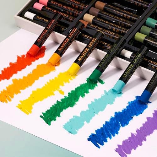 LIGHTWISH Professional Oil Pastels, 48 Vibrant Colors Plus 4 White, Set of 52, Creamy and Pigmented Artist Soft Oil Pastels for Blending, Layering & Shading - Image 5