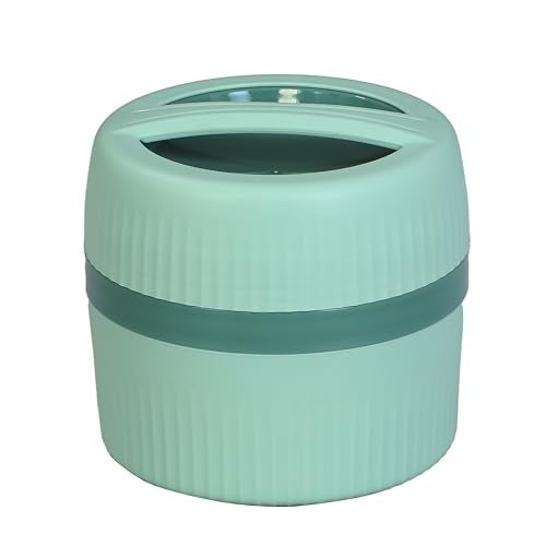 FWQPRA Insulated Bento Box Portable Stainless Steel Food Container Round Microwave Safe Stackable Leakproof Thermal Food Container for Adult Men Women (Green) - Image 4