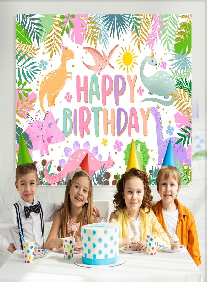 Mocsicka Dinosaur Birthday Backdrop Cartoon Dinosaur Birthday Background Party Decor Dinosaur World Banner Dinosaur Theme Birthday Party Backdrop Supplies for Kids (7x5ft) - Image 2