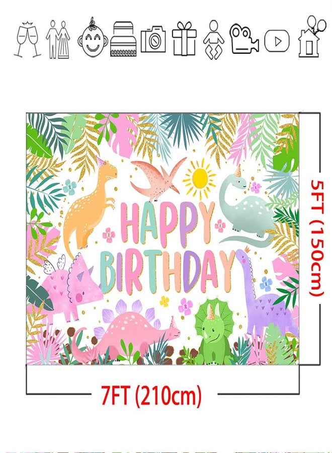 Mocsicka Dinosaur Birthday Backdrop Cartoon Dinosaur Birthday Background Party Decor Dinosaur World Banner Dinosaur Theme Birthday Party Backdrop Supplies for Kids (7x5ft) - Image 5