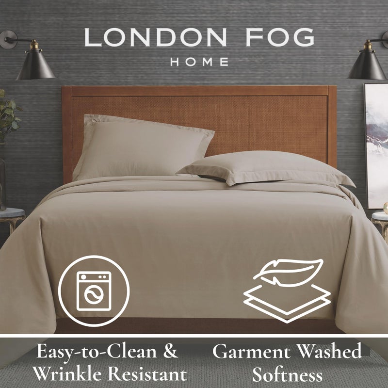 London Fog Garment Washed Solid Duvet Set Khaki Microfiber 3-Piece King Duvet Set, Solid Themed, Adult and Teen, Oeko-TEX Certified - Image 5