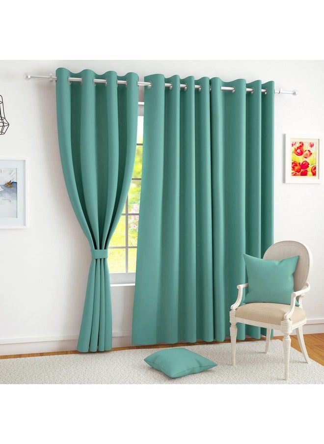 Story@Home Story@Home Blackout Window Curtains 5 feet Long Set of 4 | Solid Design Windows Curtain | Thermal Insulated Curtains | Room Darkening Curtains | Curtains for Living Room | (116 x 152 cm, Mint Green)  - Image 1