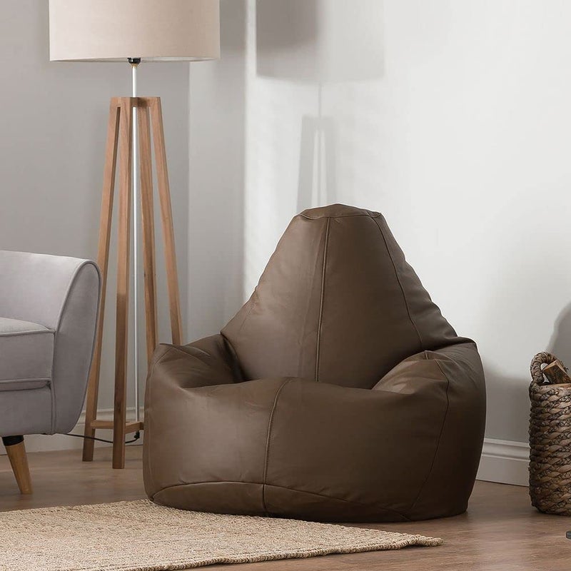 PAWSOME Bean Bag Cover Leatherette Brown Sofa Cover Chair Sturdy Zipper Recliner Bean Bag Cover Organizing Storage Water Resistant Furniture No Filler Only Cover - Image 3