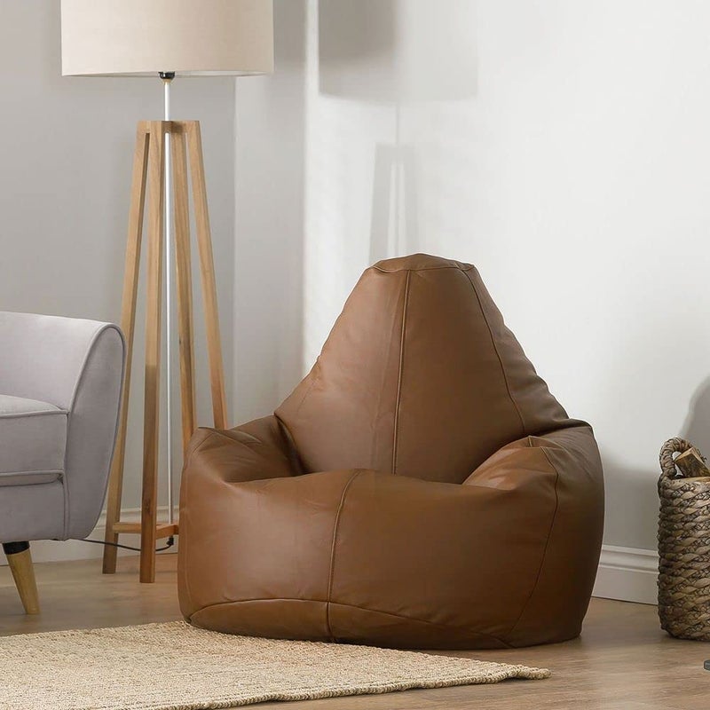 PAWSOME Bean Bag Cover Leatherette Brown Sofa Cover Chair Sturdy Zipper Recliner Bean Bag Cover Organizing Storage Water Resistant Furniture No Filler Only Cover - Image 5