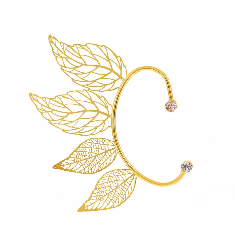 ofeankri European and American Style Minimalist Fashion Flash Diamond Hollow Leaf Ear Cuff Earrings for Non-Pierced Ears - Image 5