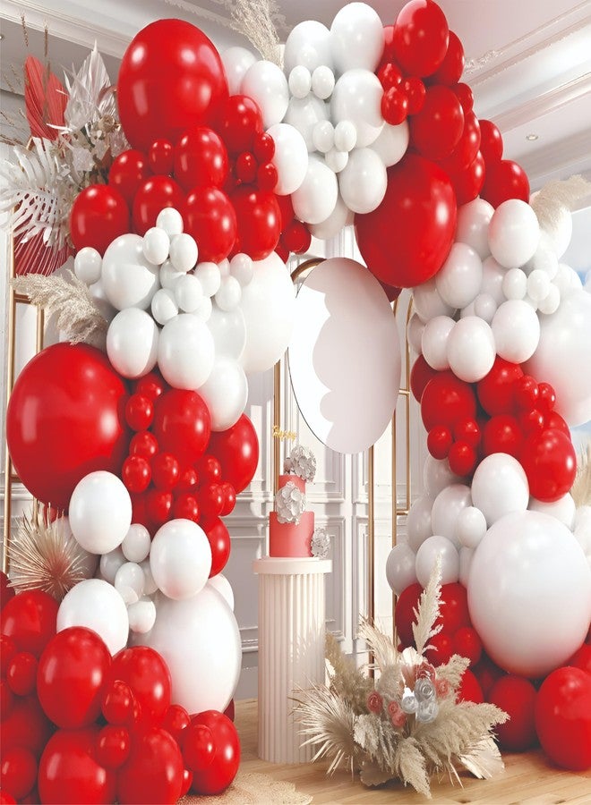 YOURS DECOR طقم بالونات حمراء وبيضاء من يورز ديكور، 50 قطعة من بالونات اللاتكس لتزيين أعياد الميلاد والذكرى السنوية وعيد الحب - Image 1