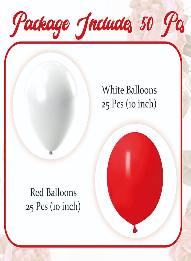 YOURS DECOR طقم بالونات حمراء وبيضاء من يورز ديكور، 50 قطعة من بالونات اللاتكس لتزيين أعياد الميلاد والذكرى السنوية وعيد الحب - Image 2