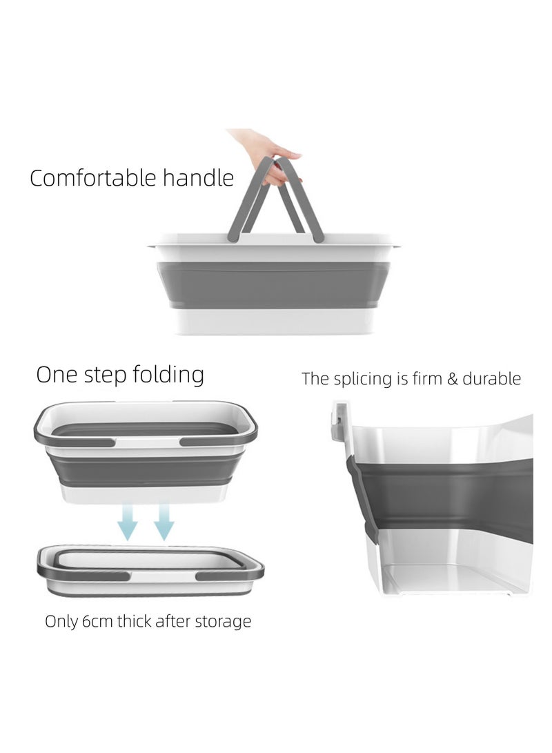 نوفولان دلو ممسحة قابل للطي، دلو سيليكون قابل للطي، دلو ممسحة مسطح منزلي، دلو غسيل سيارات خارجي، دلو مياه بلاستيكي محمول، حوض غسيل، تنظيف الأرضيات، تخزين سريع الطي (كبير) - Image 4
