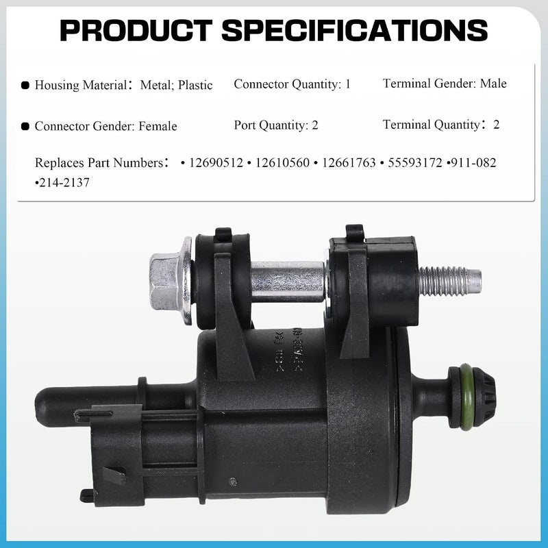 Vapor Canister Purge Valve - Compatible with Buick Enclave, LaCrosse, Cadillac ATS, CTS, SRX, XTS, Chevy Caprice, Equinox, Impala, GMC Acadia, Canyon, Terrain - Replaces 12610560, 12690512, 911082 - Image 4