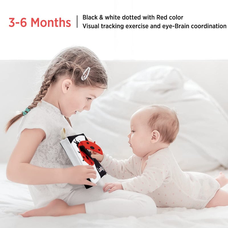 beiens Soft Baby Books - High Contrast Black & White Touch & Feel Crinkle Cloth Books for Infants & Toddlers, Early Educational Stimulation Toys, Baby Girl & Boy Gift, Animal - Image 3