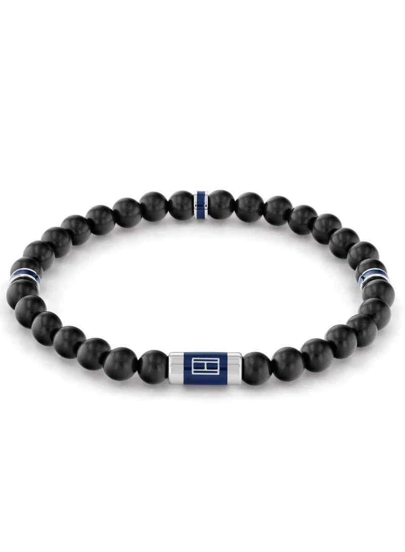 تومي هيلفيغر Tommy Hilfiger Men's Black Wood Bead Bracelet - 2790323